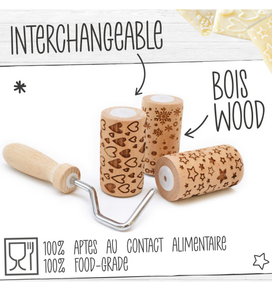 3 mini rouleaux empreintes bois interchangeables - ScrapCooking – Image 3