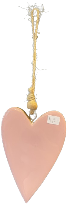 Coeur à suspendre en bois - couleur rose