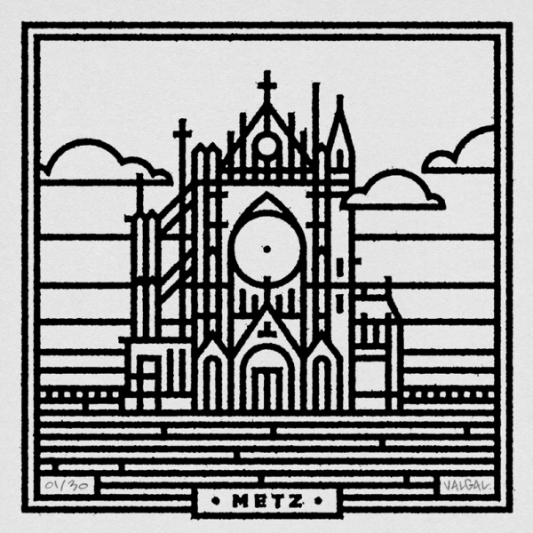Affiche Metz – Cathédrale – vue de face – Val Gal