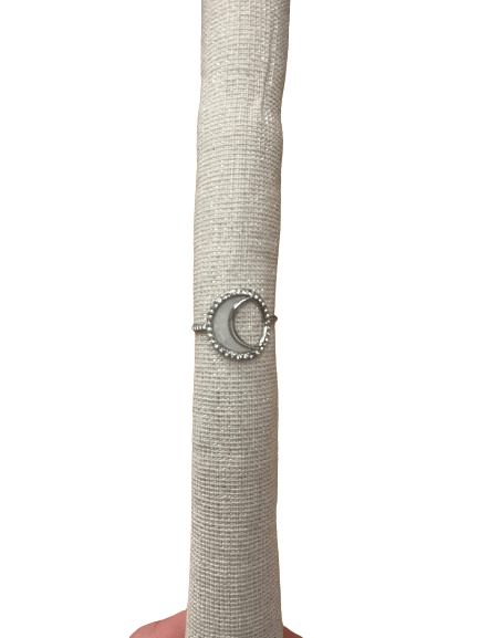 Bague argenté ronde et lune nacrée