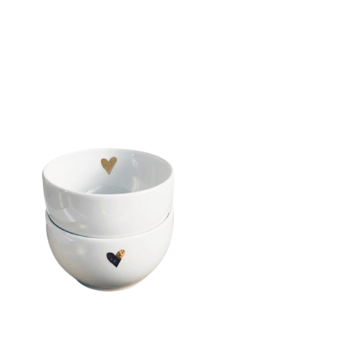 Bol blanc en porcelaine - motif cœur doré à l'intérieur