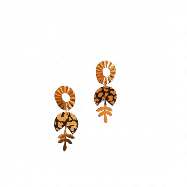 Boucles d'oreilles en cuir noir léopard little flower - Manali