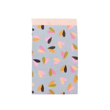 Pochette cadeau cœurs bicolores, bleu