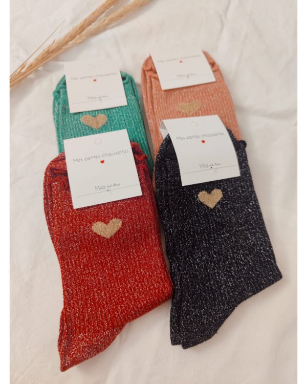 Chaussettes pailletées - cœur