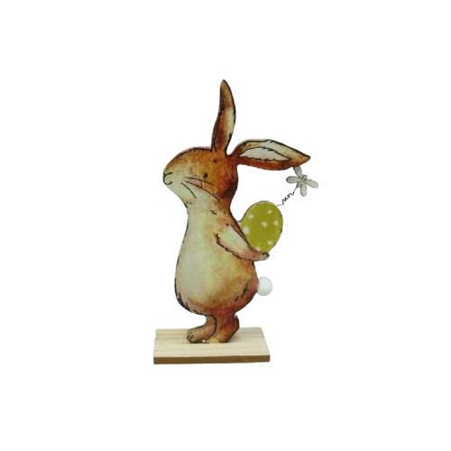 Lapin en bois sur socle