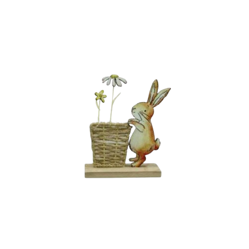 Lapin en jute sur socle bois