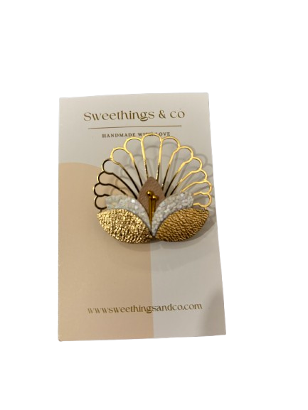 Broche Paon Cuir – Sweethings & Co – Image 2