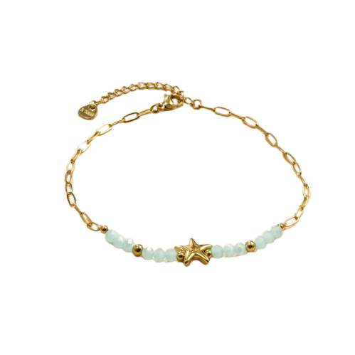 Chaîne de cheville pierres bleues et pendentif