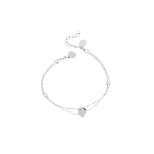 Bracelet multirangs Tyma - 2 rangs, chaîne avec boules et cœur