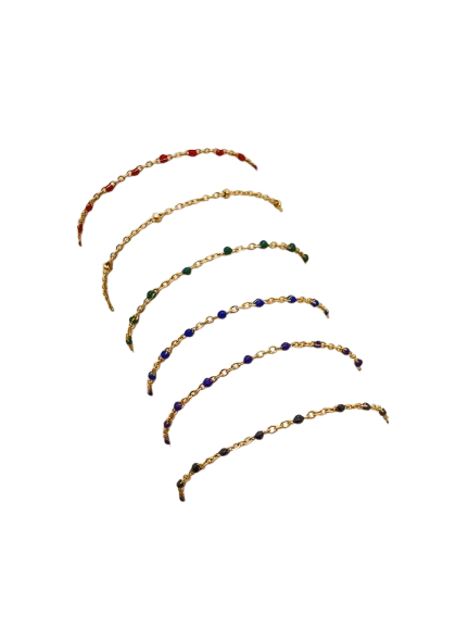 Bracelet Fin Doré à Perles – Acier Inoxydable, Réglable – Image 2