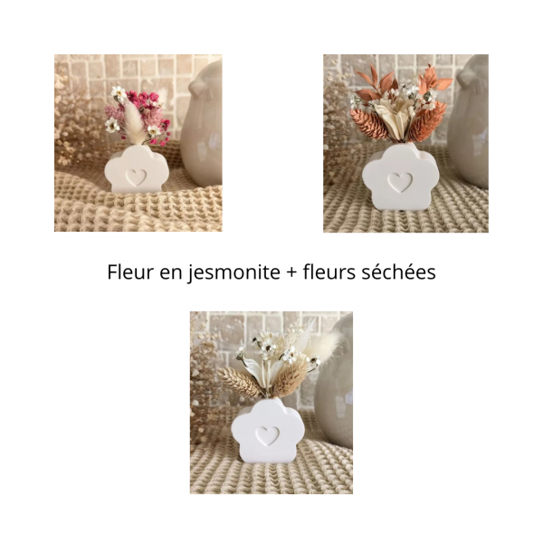 Fleur en jesmonite + fleurs séchées
