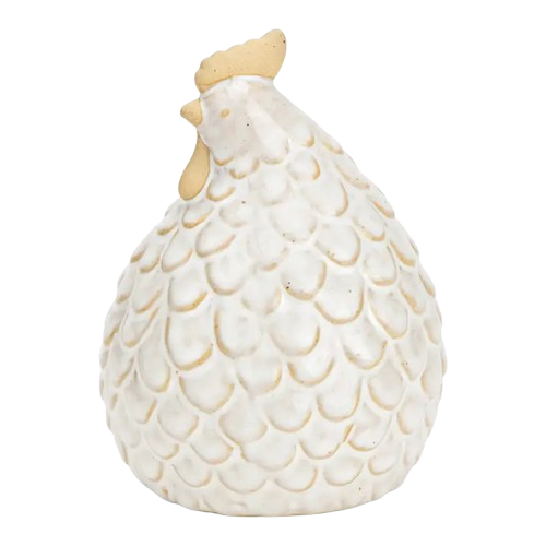 Poule blanche décorative en céramique