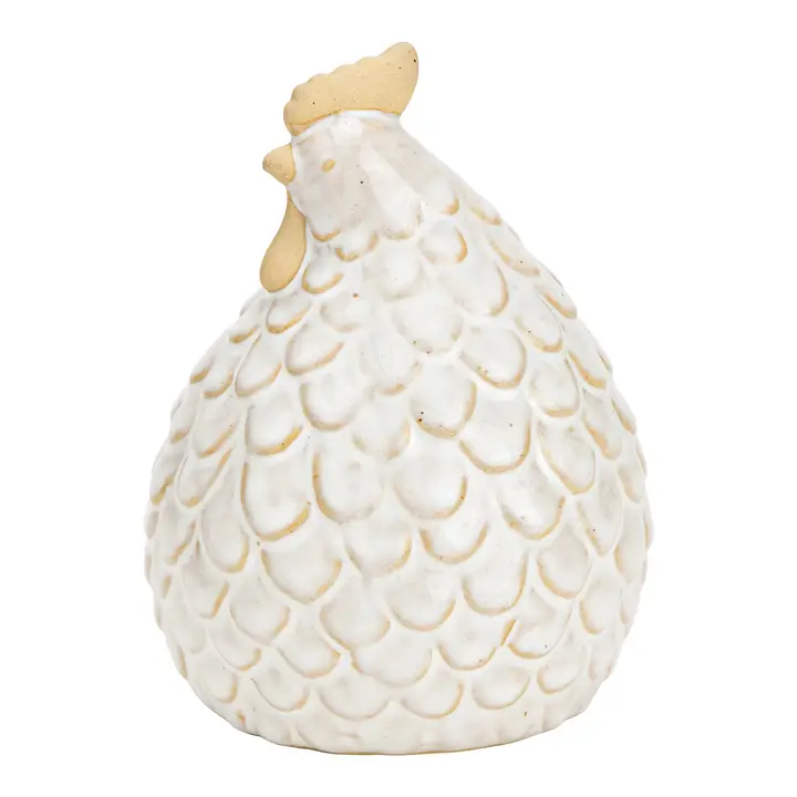 Poule blanche décorative en céramique – Image 2