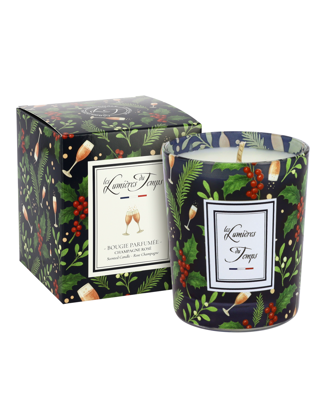 Bougie Noël 180g - Champagne Rosé - Les Lumières Du Temps