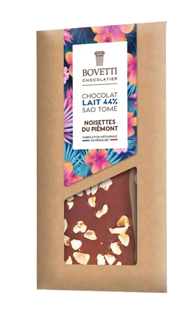 Tablette chocolat au lait et noisettes d'Italie - Bovetti