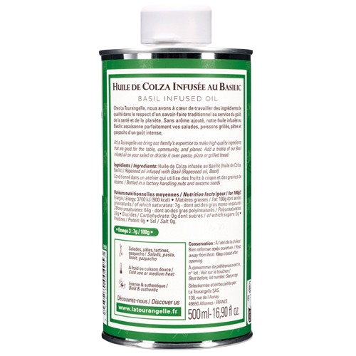 Huile infusée au basilic - 500 ml - La tourangelle – Image 2