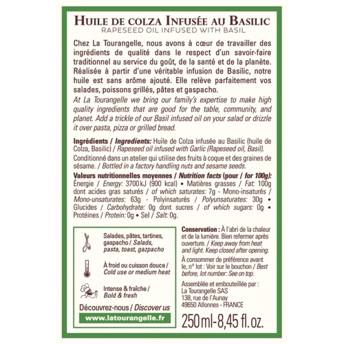 Huile infusée au basilic - 500 ml - La tourangelle – Image 3