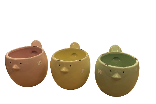 Grand cache-pot oiseau en porcelaine