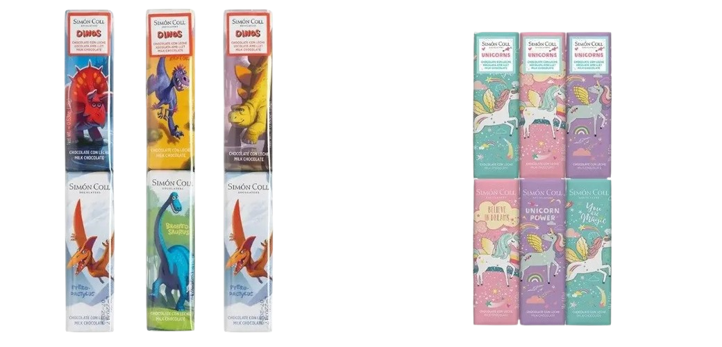 Réglette Chocolat au Lait Dinosaure ou Licorne