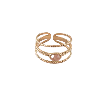 Bague 3 anneaux - Quartz fraise