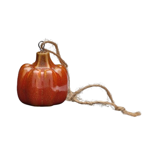 Citrouille orange en grès suspendue
