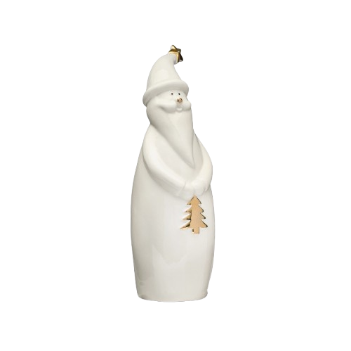 Père Noël en céramique blanc et or