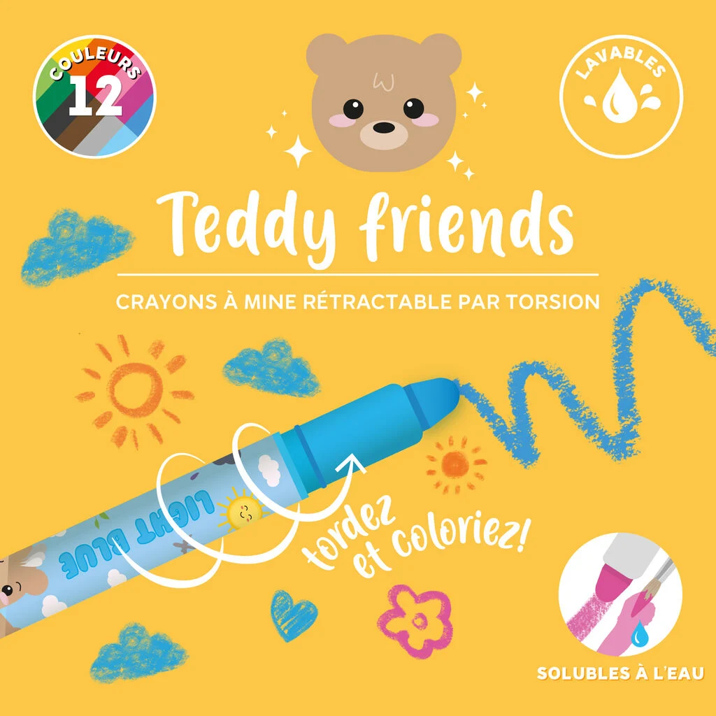 Set de 12 Crayons Gras Rotatifs – Teddy Friends – Legami – Image 2