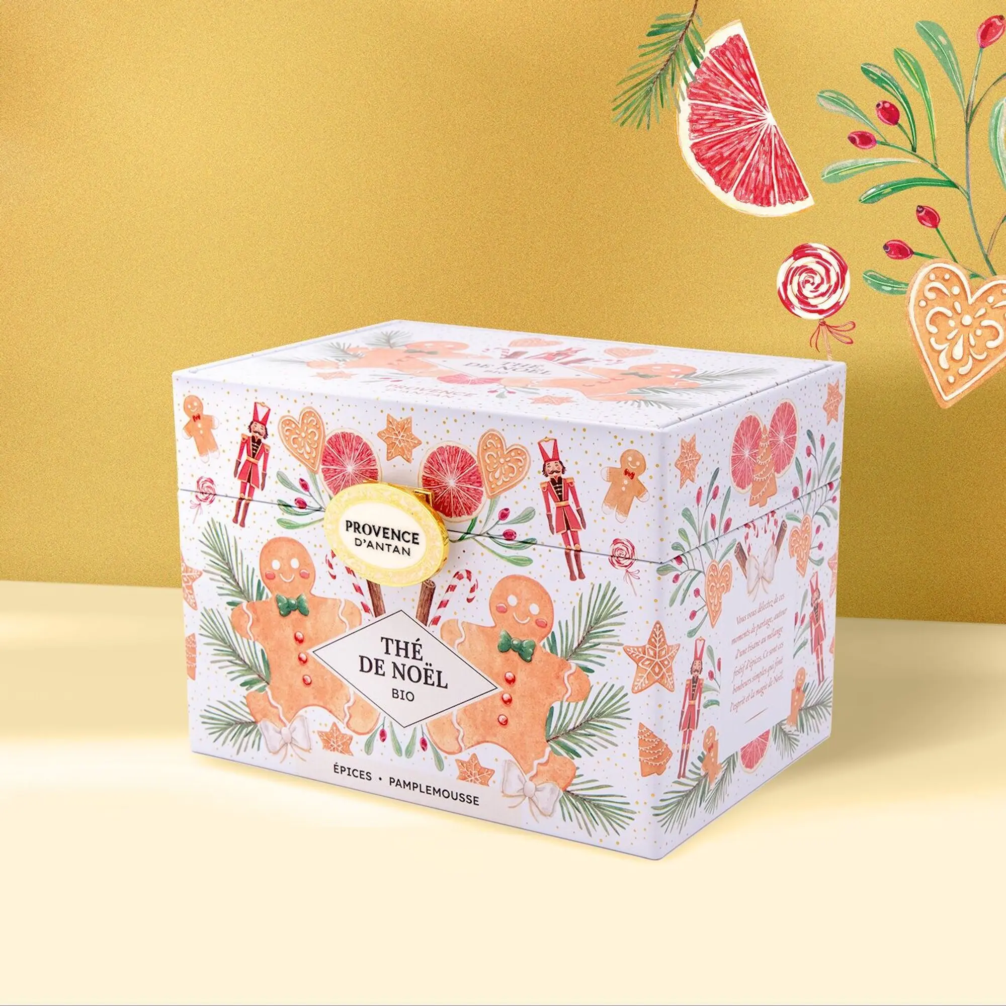 Thé blanc de Noël bio aux épices et pamplemousse – Provence d'Antan – Boîte métal 20 sachets – Image 3