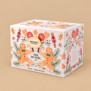 Boîte de thé de Noël illustrée