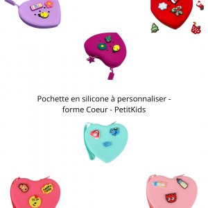 Pochette en silicone à personnaliser - forme Coeur - PetitKids